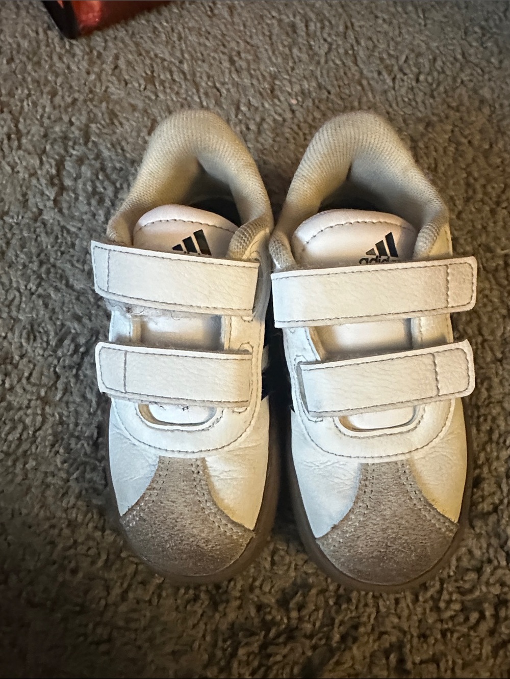 adidas Kids White and Tan Double-Strap Sneakers